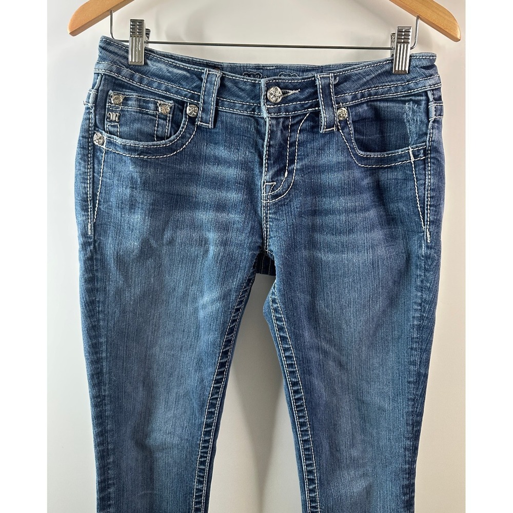 Miss Me Mid Rise Skinny Jeans Size 28 Zebra Sequin Studded Flap Pocket Denim - Picture 4 of 16